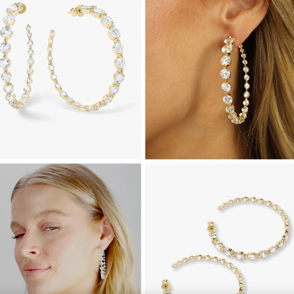 Melinda Maria - Hoops 2" Gold/White - Picture 2 of 5